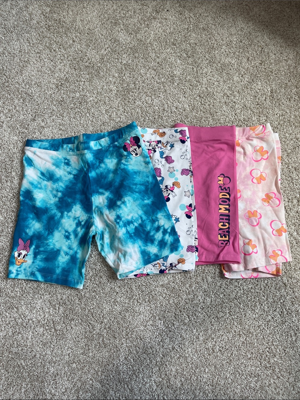Disney Girls' Shorts Set - Blue Tie-Dye, Pink & White Character Prints